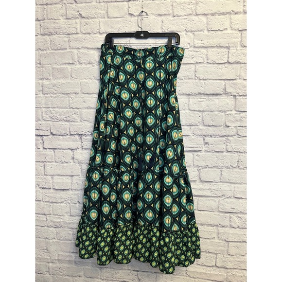 Truly 4 You Green Black Leaf Print Maxi Skirt Boho Festival Size XL - Picture 1 of 10